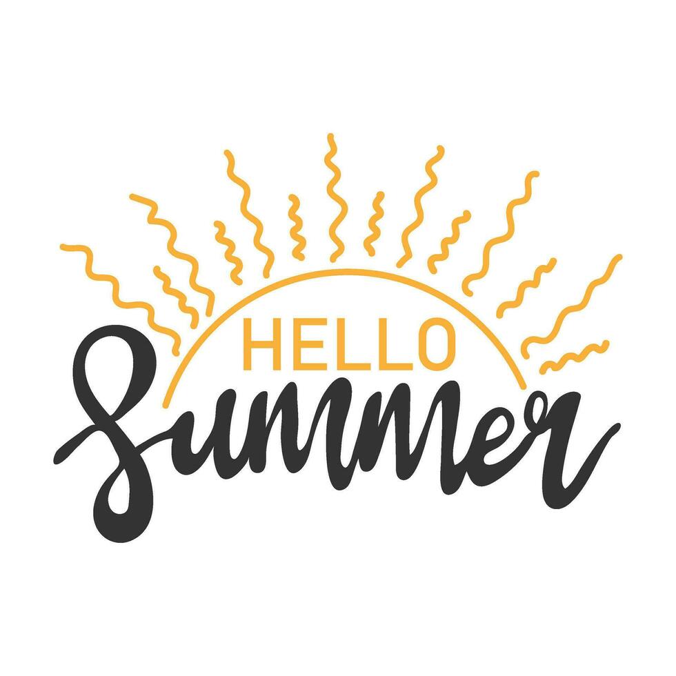 Hello summer. Inspirational phrase with sunlight vector