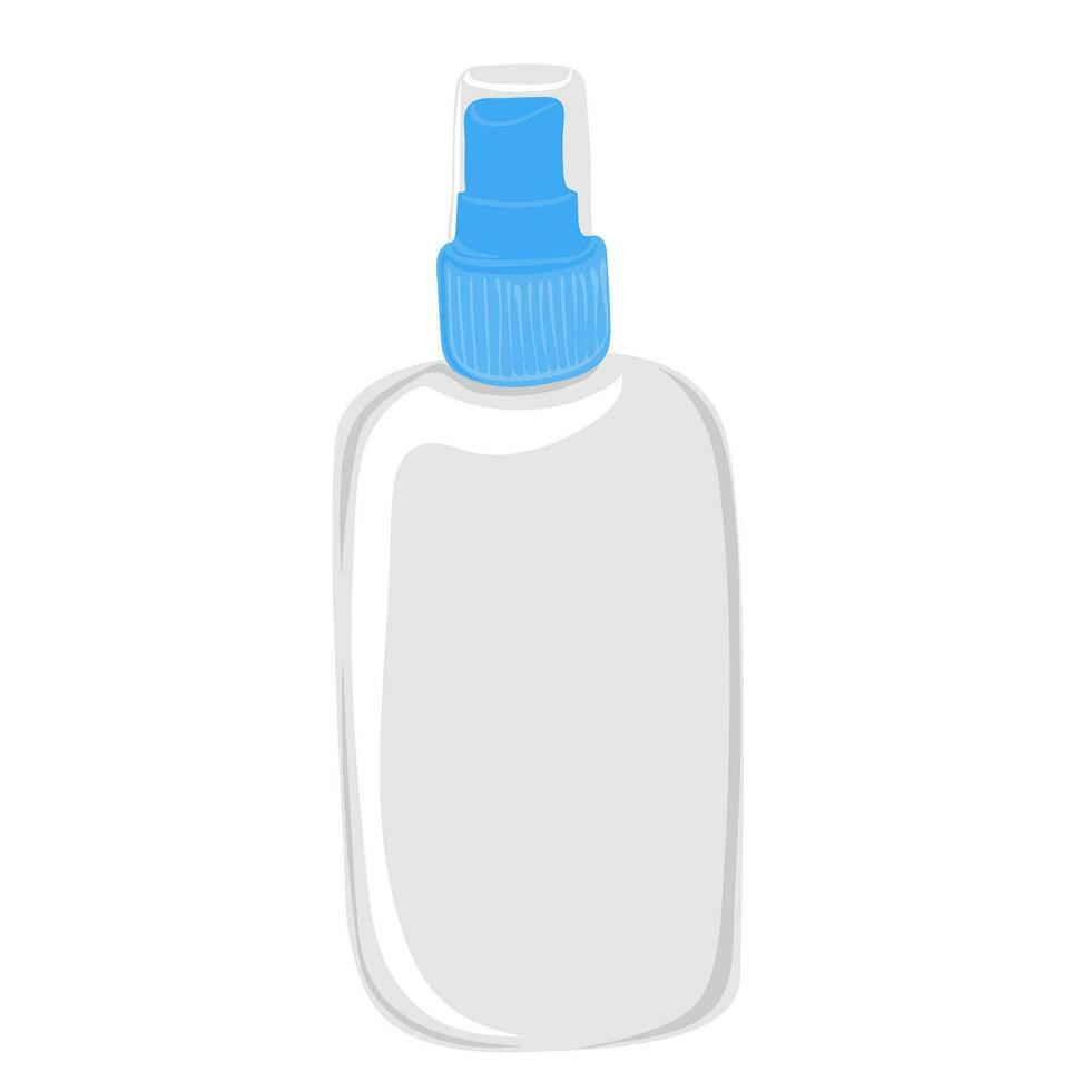 Empty spray bottle. Cosmetic bottle with dispenser for hair or skin care product vector