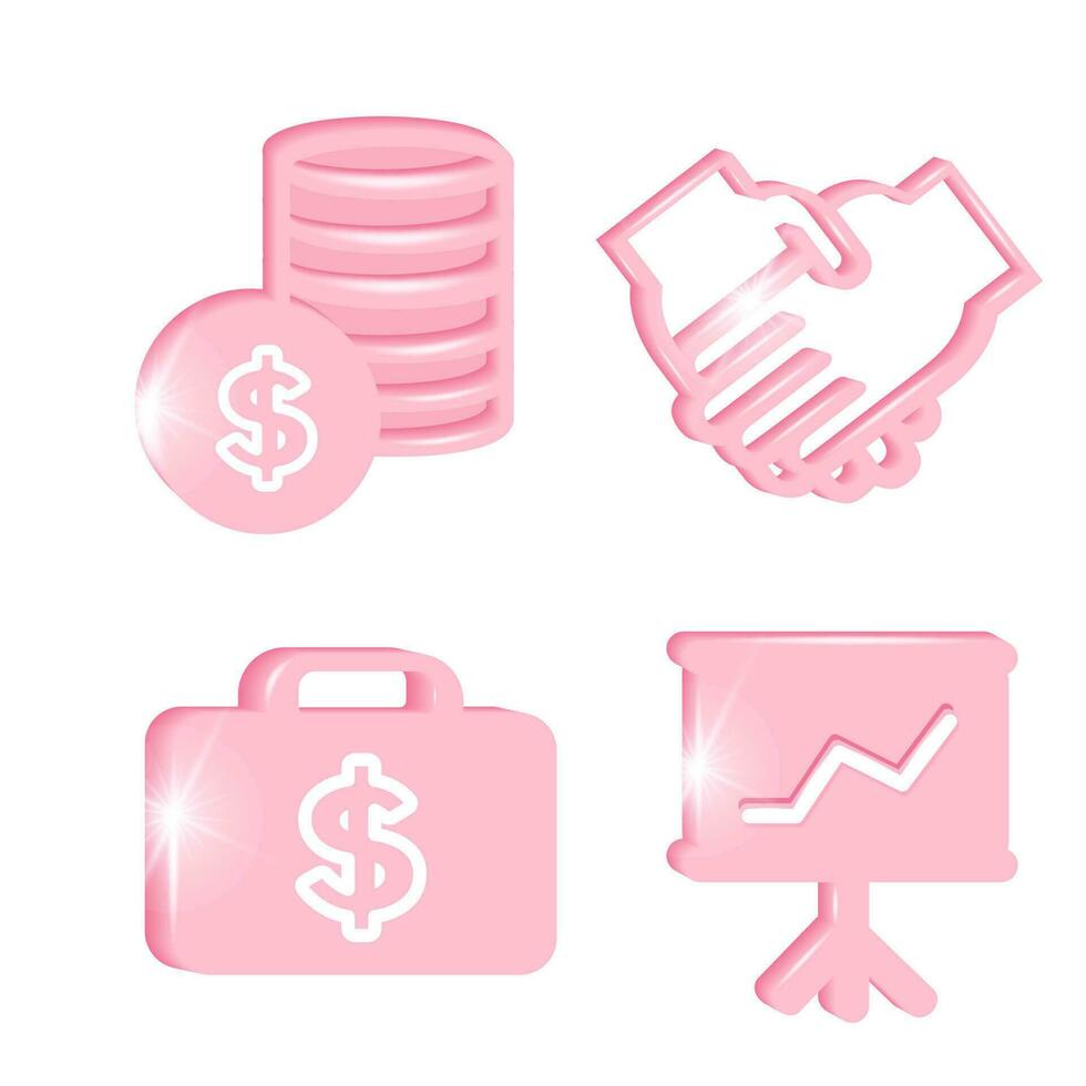 Finance icons  in pink colors vector