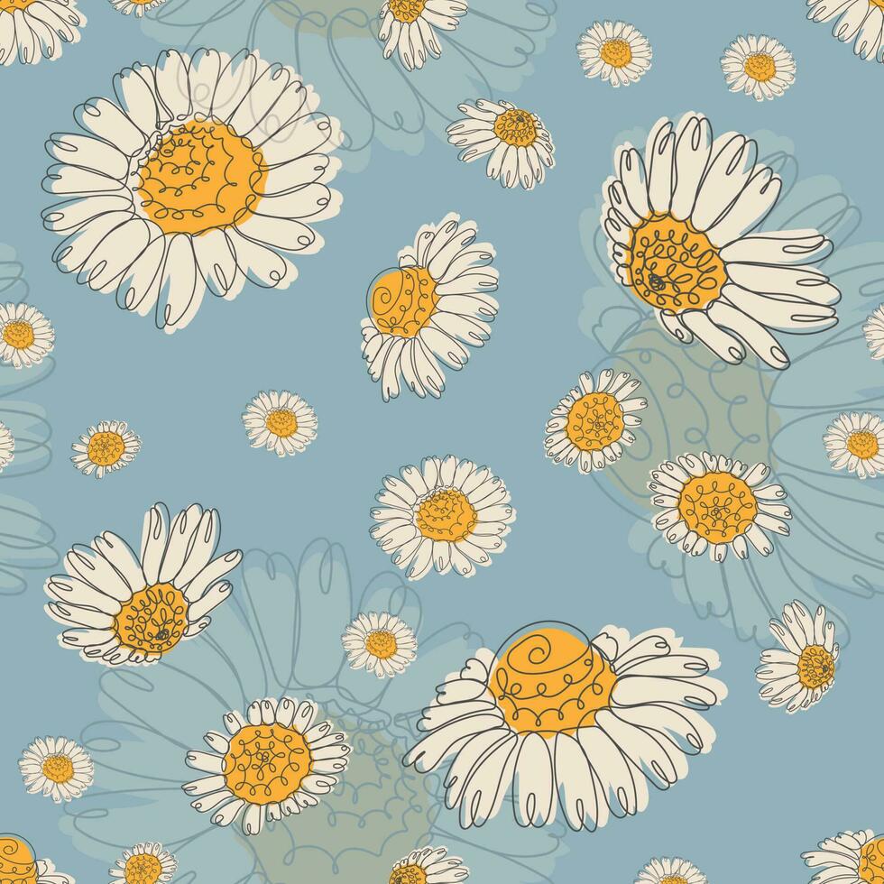 Seamless pattern of camomiles vector