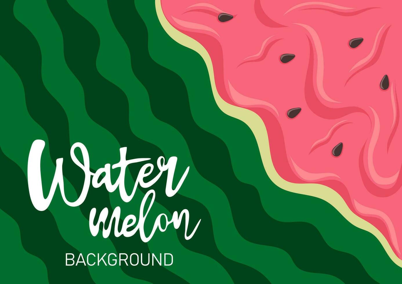 Watermelon background. Green striped berry with red pulp and brown seeds vector