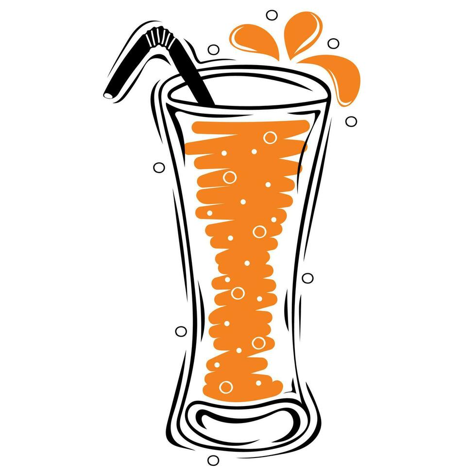 Glass with fresh juice. Summer drink vector
