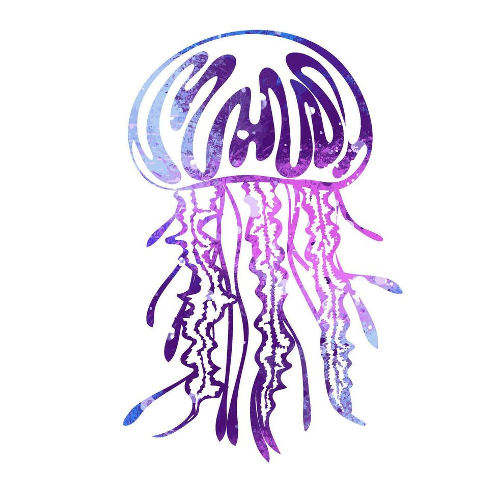 Jellyfish. Marine dweller. Concept of sea and ocean life. Watercolor vector