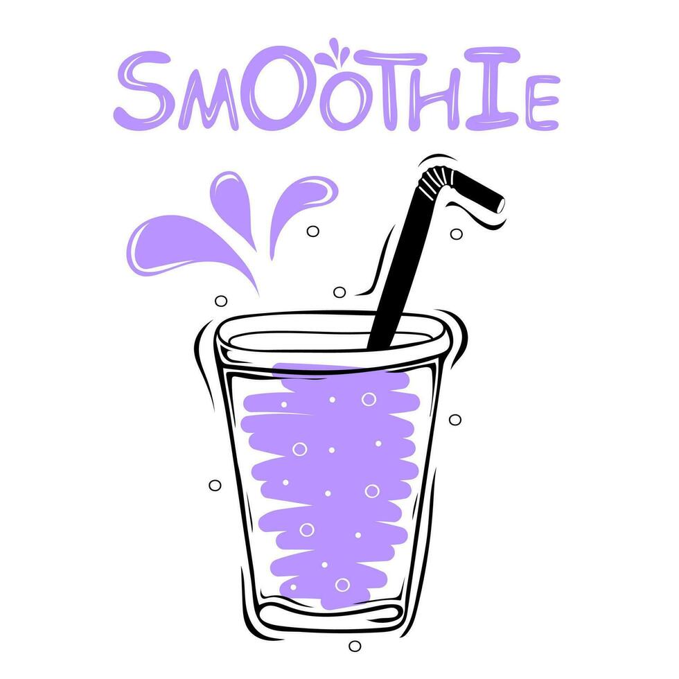 Plastic cup with smoothie. Summer drink. Healthy food poster vector