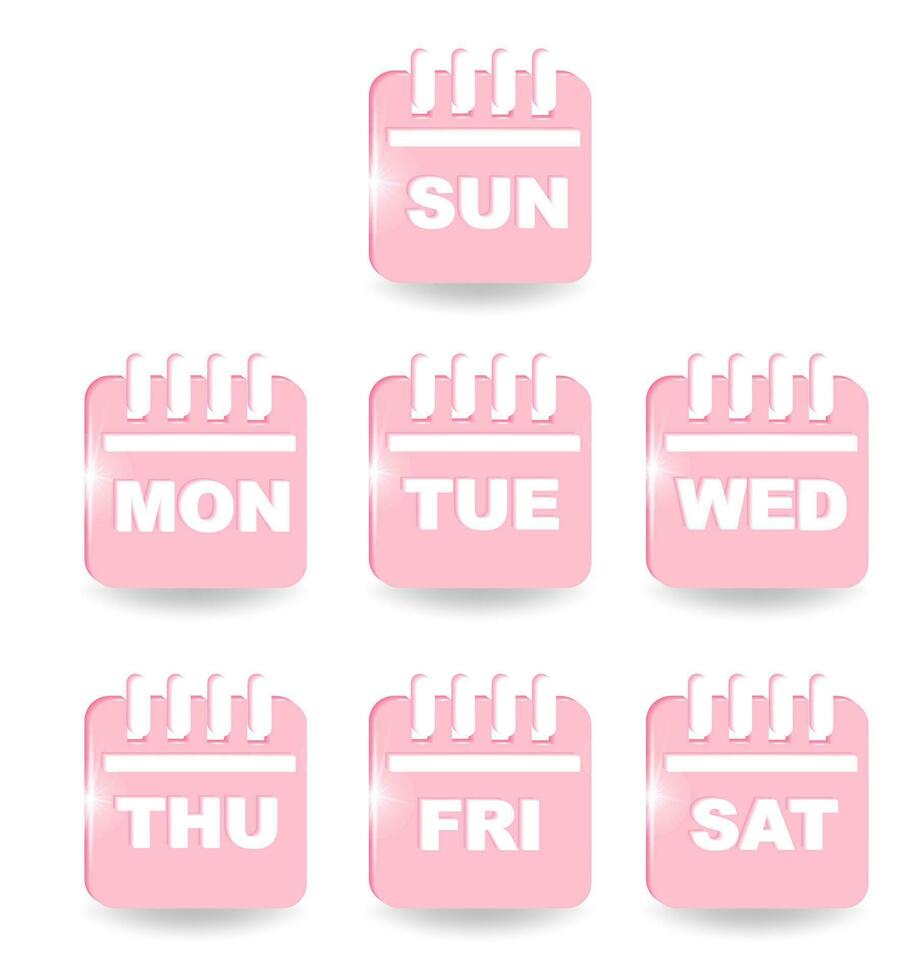 Calender icon, days of the week pink vector