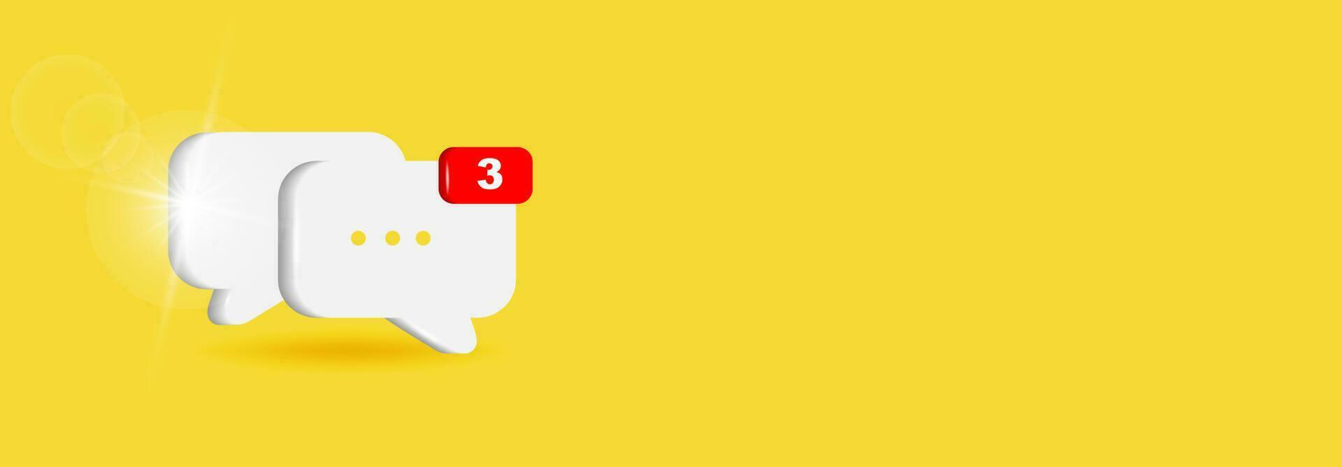 Chat icon with notification on yellow background vector