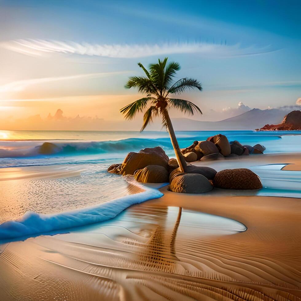 Beach Day With Palm Trees photo