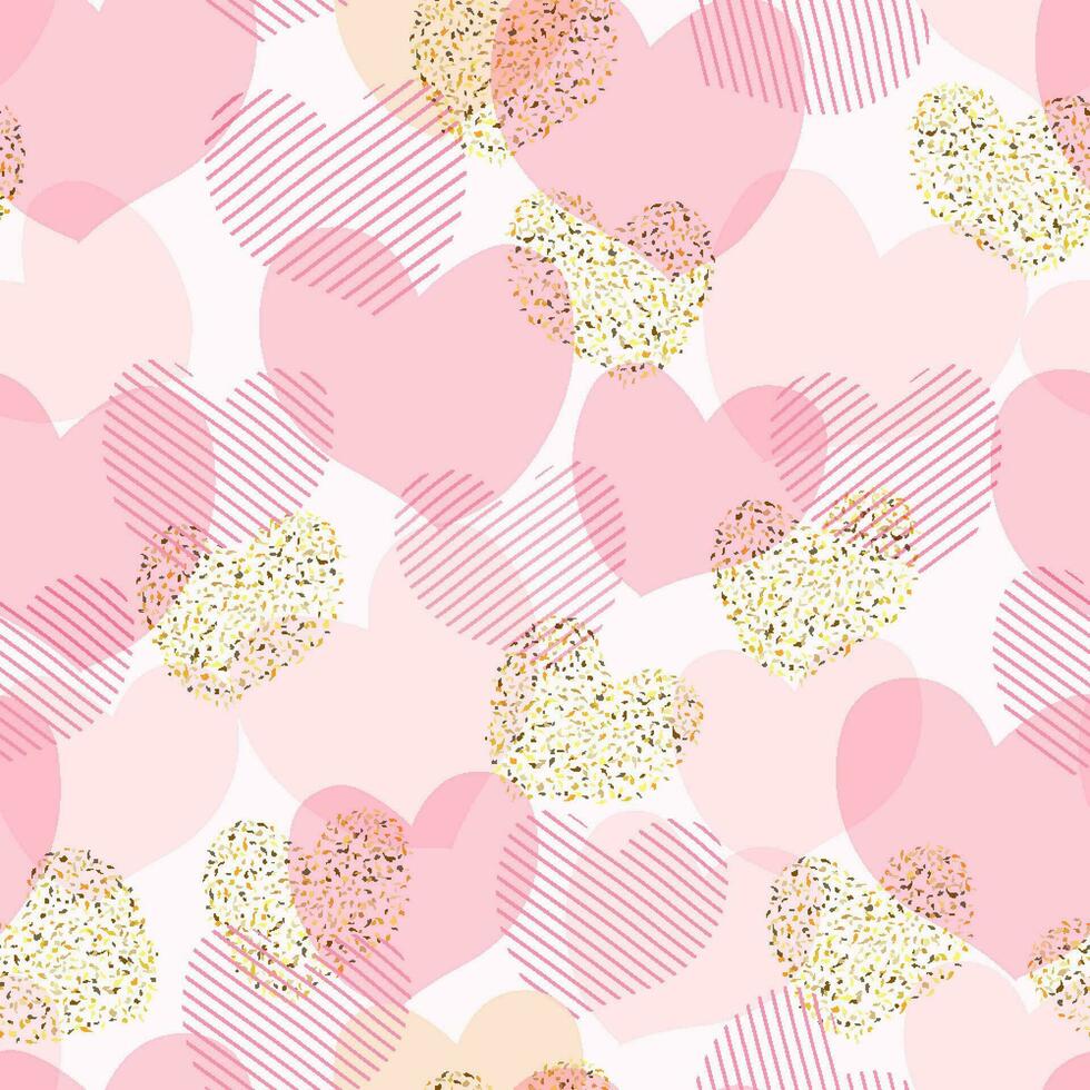 seamless abstract pattern with loves and gold glitter elements. Modern abstract design for paper, cover, fabric, interior decor. Ideal for baby girl design. vector