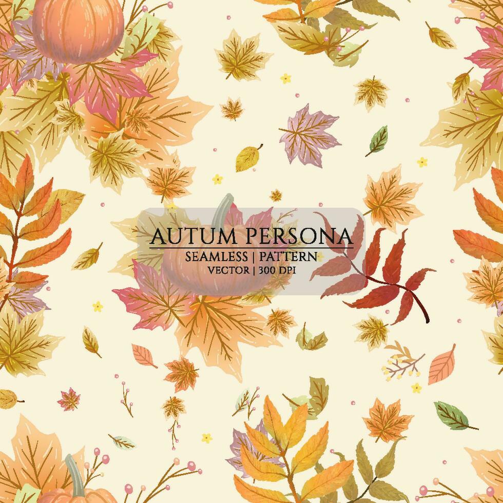 Seamless colorful autum design element for greeting card, flyers, leaflets, postcards and posters. Vector illustration.