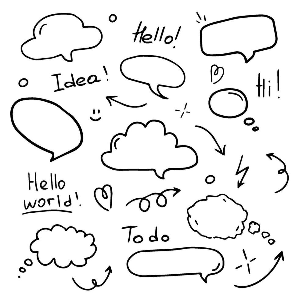 Set of Hand Drawn Comics Style Speech Bubbles. vector