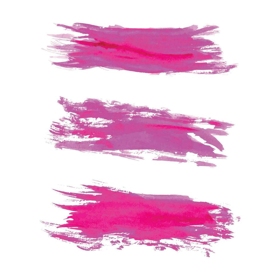 Hand draws ink brush stroke collection, Watercolor pink vector brush strokes, Grunge pink design elements paintbrush