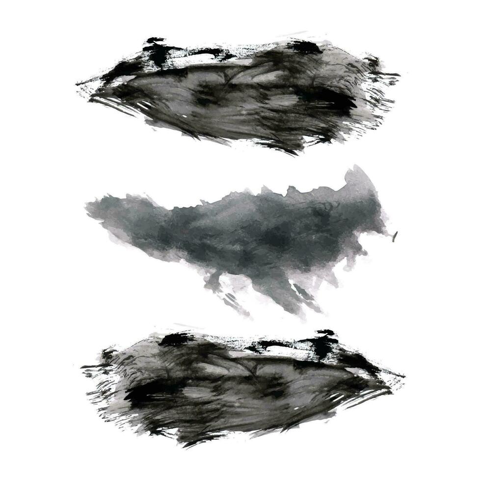 Hand draws ink brush stroke collection, Watercolor black vector brush