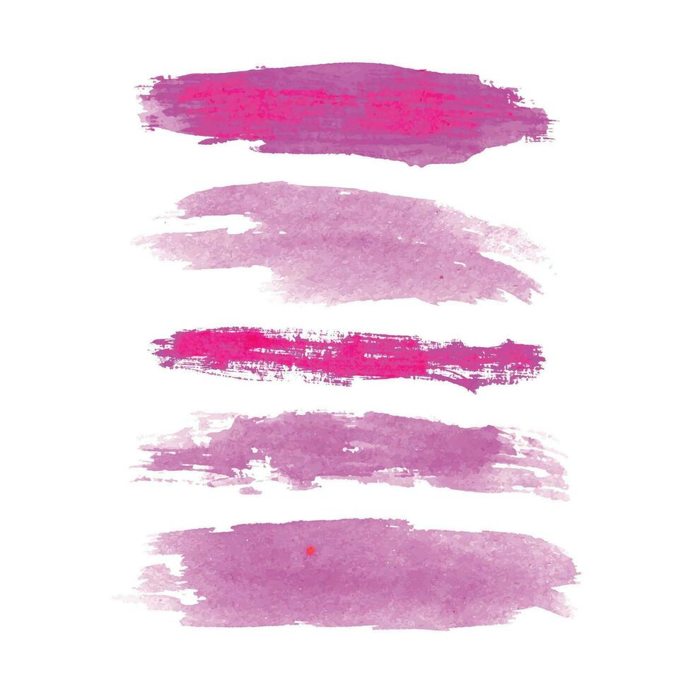 Hand draws ink brush stroke collection, Watercolor pink vector brush strokes, Grunge pink design elements paintbrush
