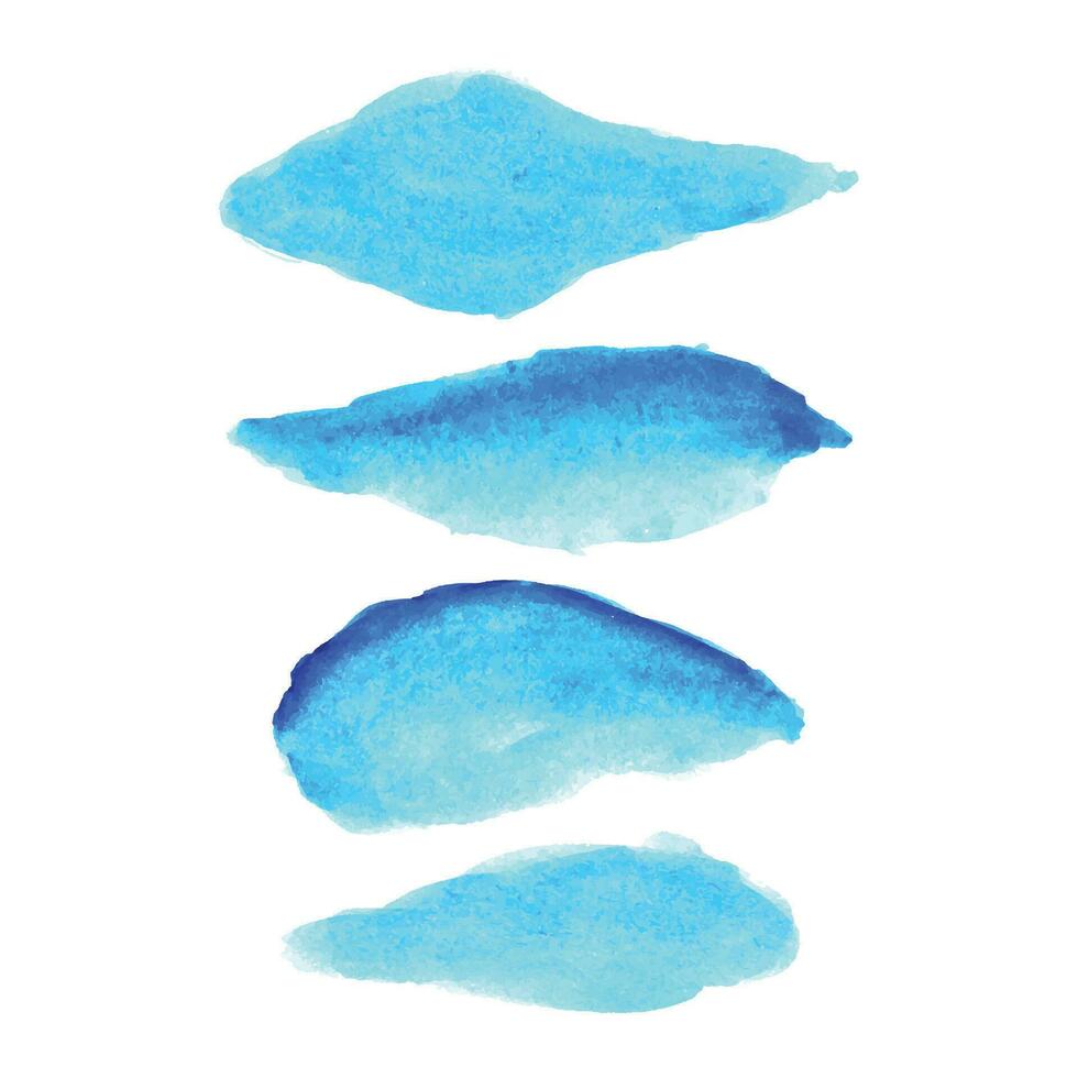 Set of blue watercolor leaves, Hand brush stroke, Set of spring leaves watercolor, Leaves vector illustration