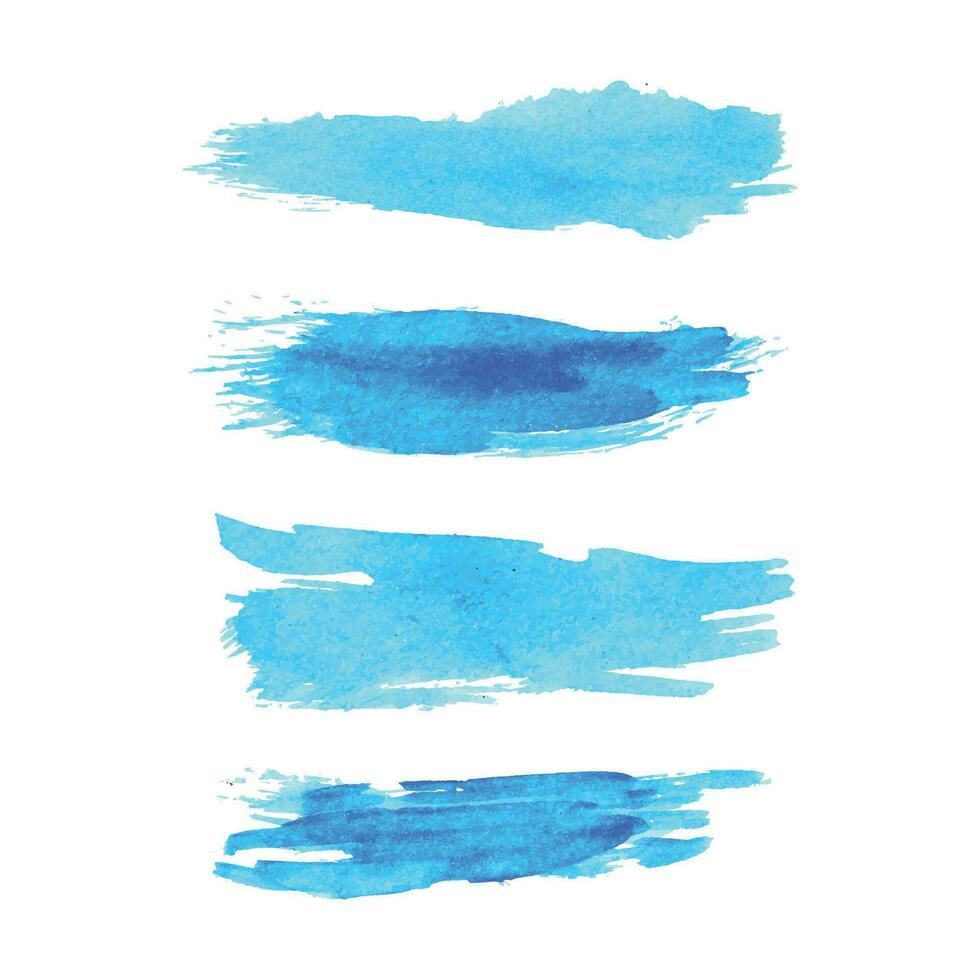 Vector blue ink watercolor brush texture set, Blue vector ink brush stroke collection, Abstract brush elements design