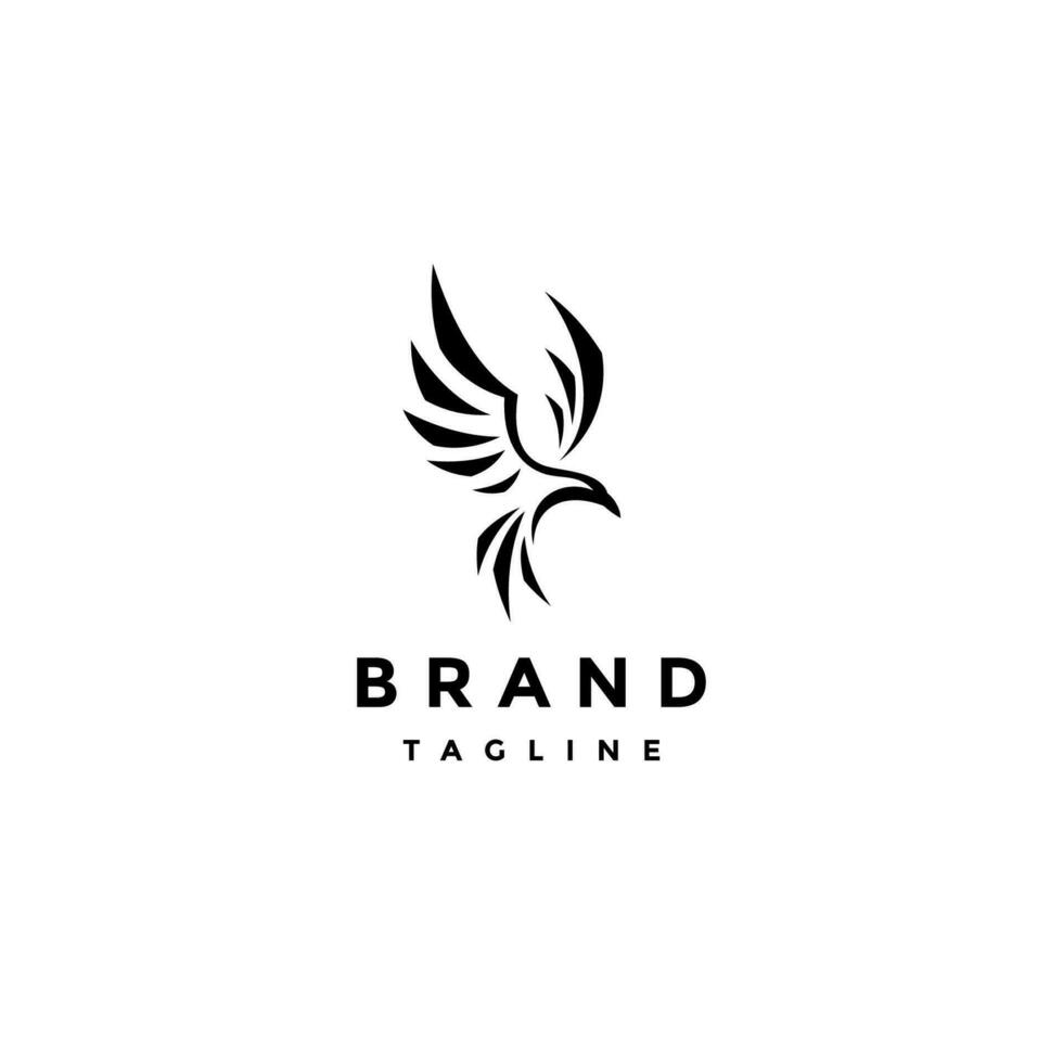 Abstract Bold Crow Logo Design. Black Crow Bird Minimalist Symbol Design. vector