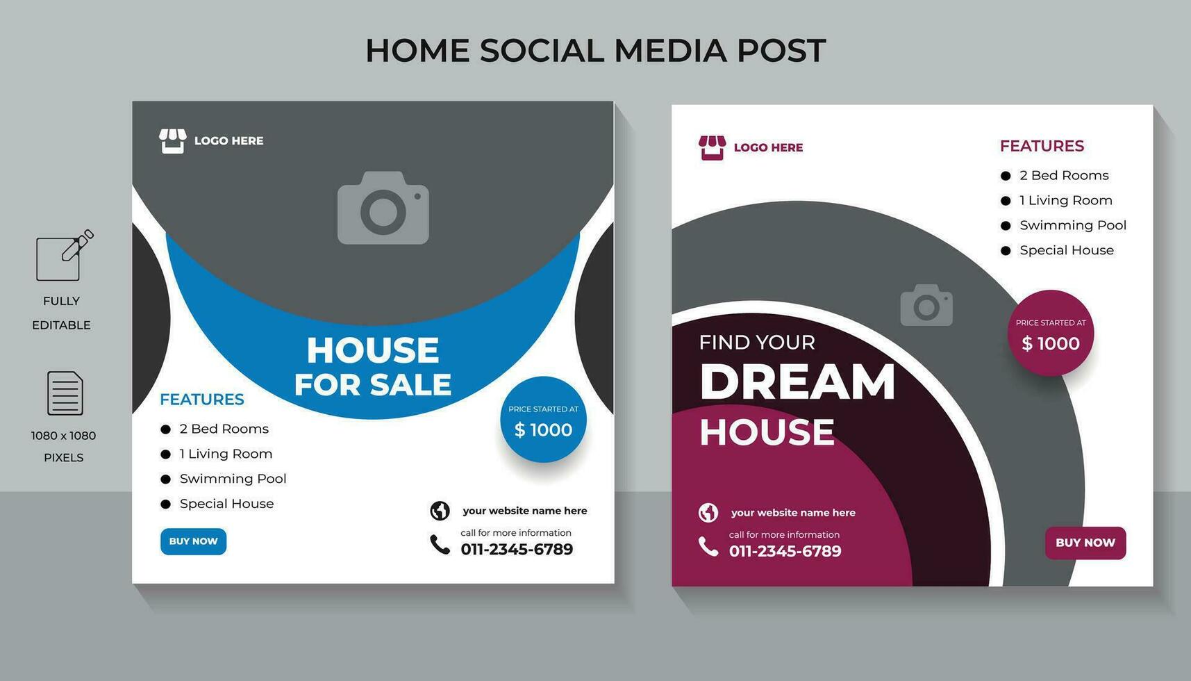 Modern Home for sale social media post and web banner promotion template vector