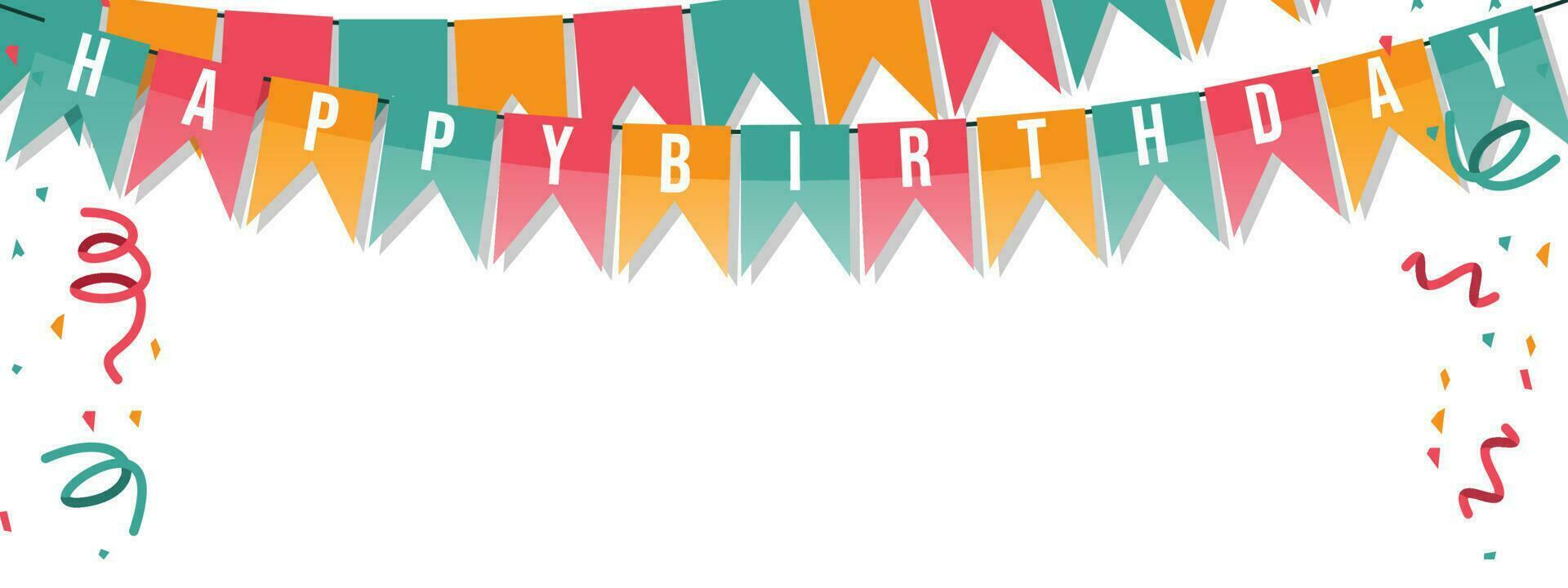 colorful happy birthday border frame with confetti vector