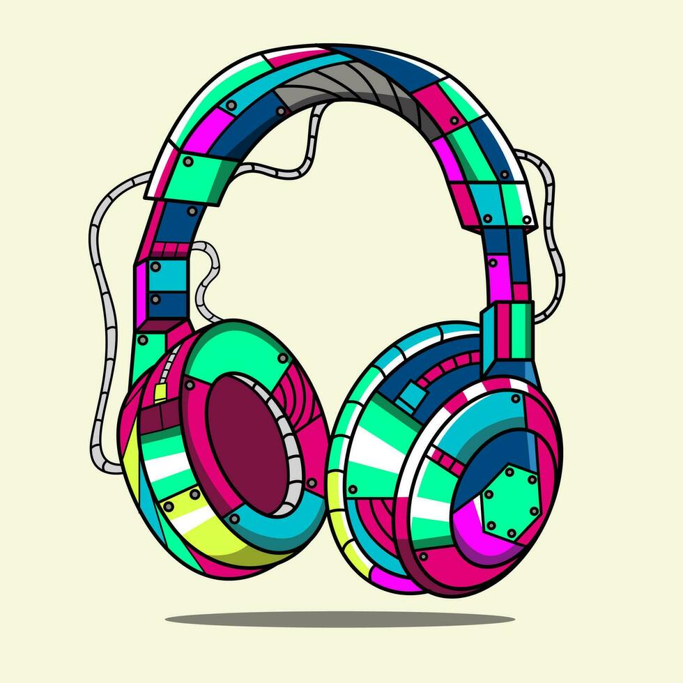 headphone vector with cyberpunk theme