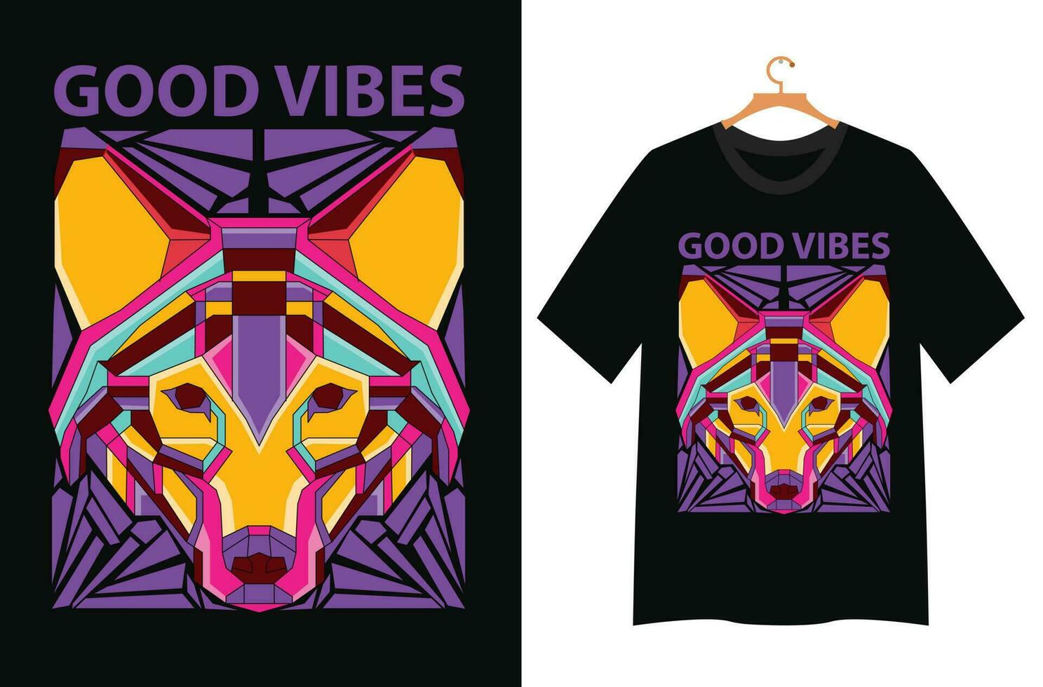 wolf face t shirt design vector