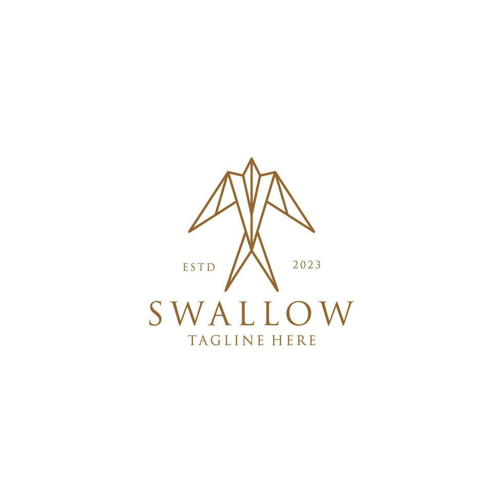 Swallow line art illustration logo on white background vector