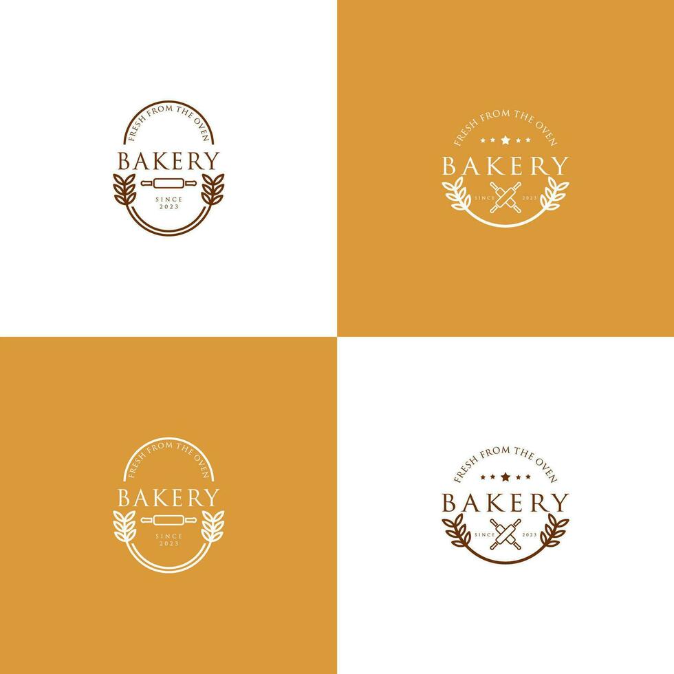 Set of bakery logo designs. Linear graph. Bread and cake factory. Bakery. Vector illustration.