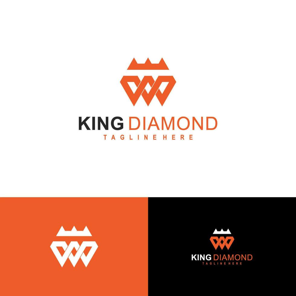The diamond and king crown logo design is simple and unique vector