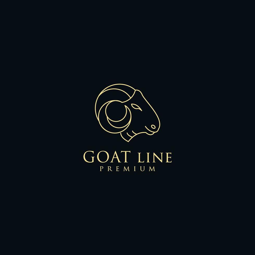 Goat line art head illustration vector