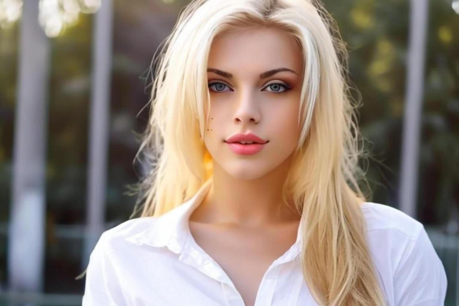 A woman with a white shirt photo