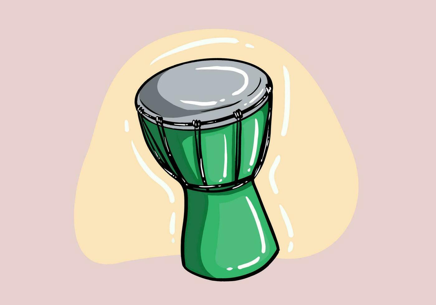 African djembe drum in cartoon style isolated on background. Ethnic, traditional musical instrument. vector