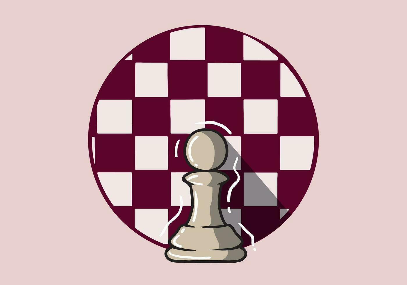 Hand drawn white chess pawn isolated on background. Chess logo for web site, app and print presentation. Creative art concept vector