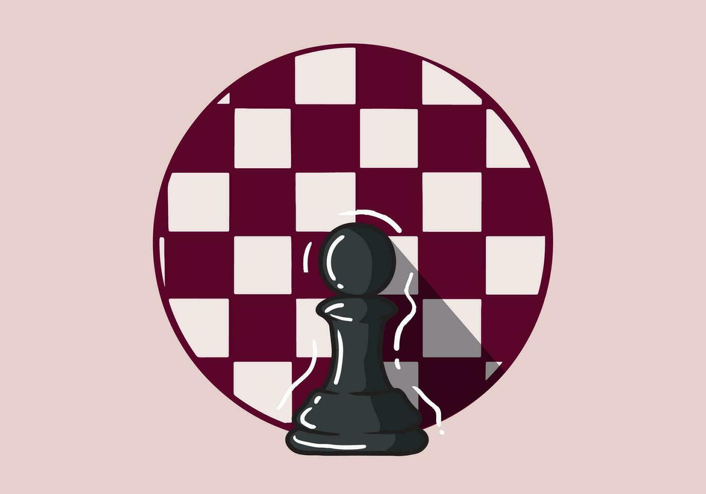 Hand drawn black chess pawn isolated on background. Chess logo for web site, app and print presentation. Creative art concept vector