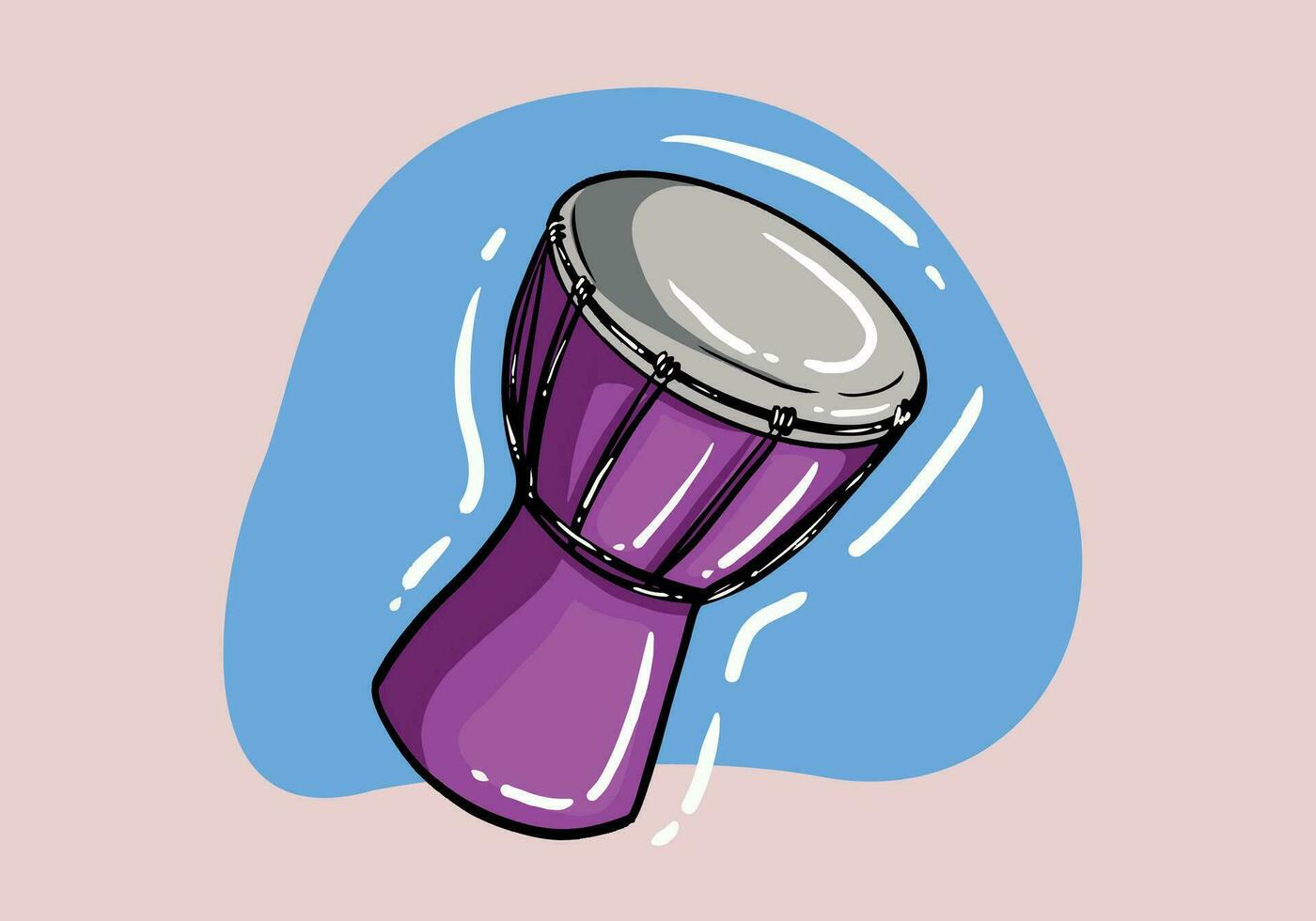 African djembe drum in cartoon style isolated on background. Ethnic, traditional musical instrument. vector