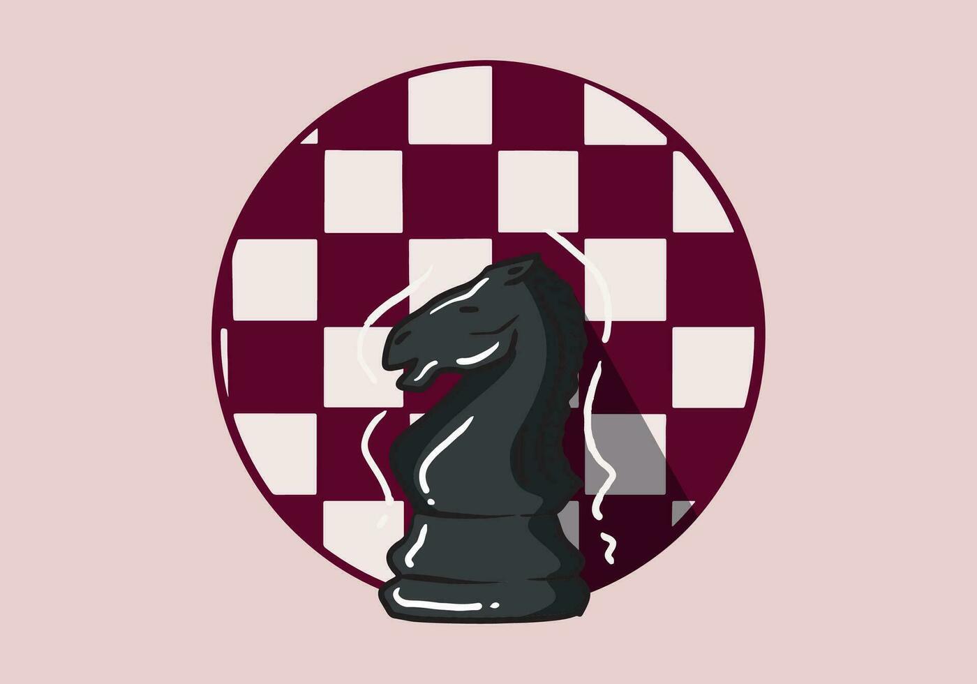 Hand drawn black knight chess pieces isolated on background. Chess logo for web site, app and print presentation. Creative art concept vector