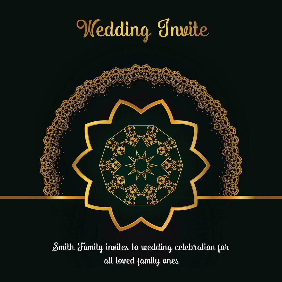 Luxury wedding invitation card background with golden line art flower and botanical leaves, Organic shapes. Abstract art background vector design for wedding and vip cover template.