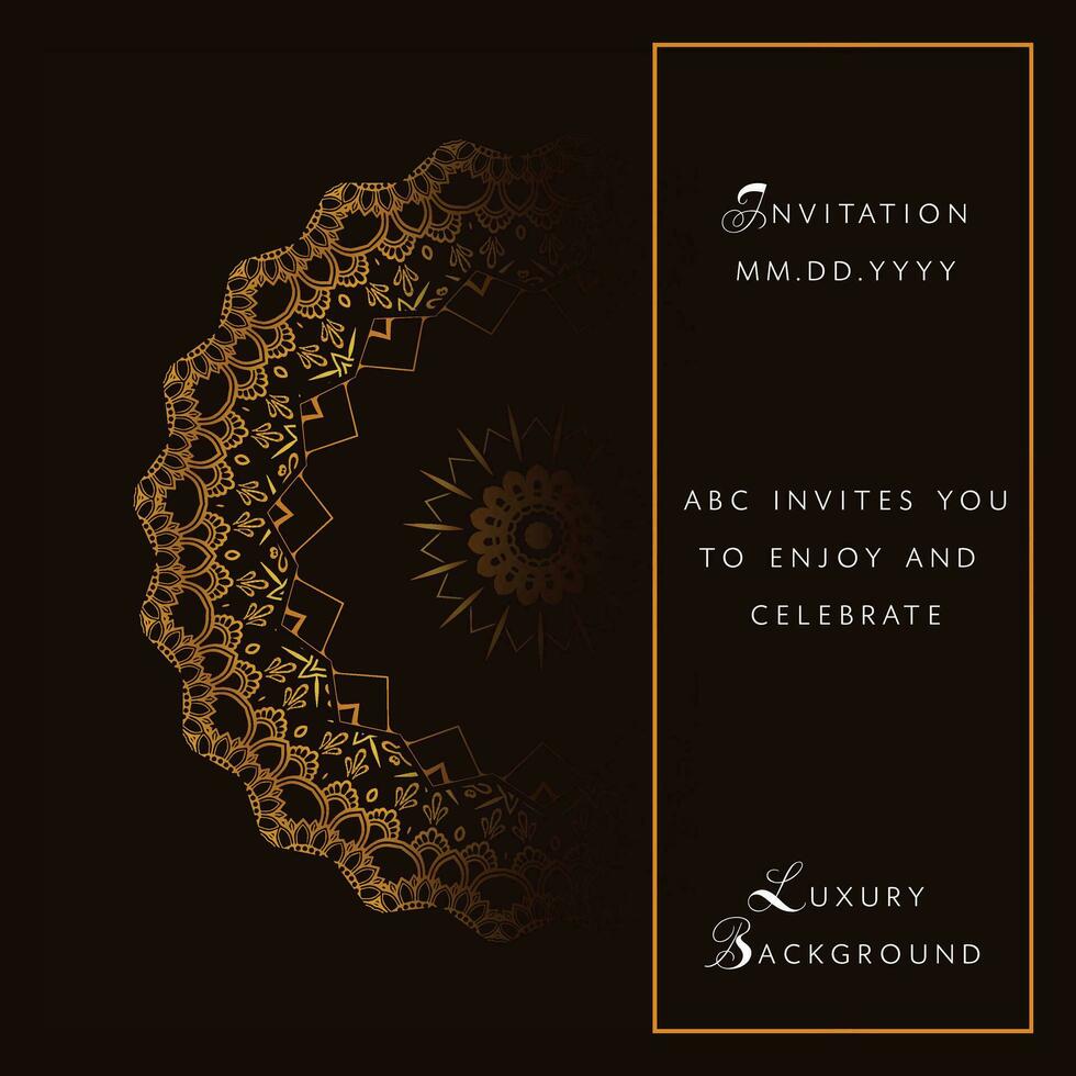 Luxury Background Design for invites, decorations, manadala style,  3d gradient and floral elements with text vector