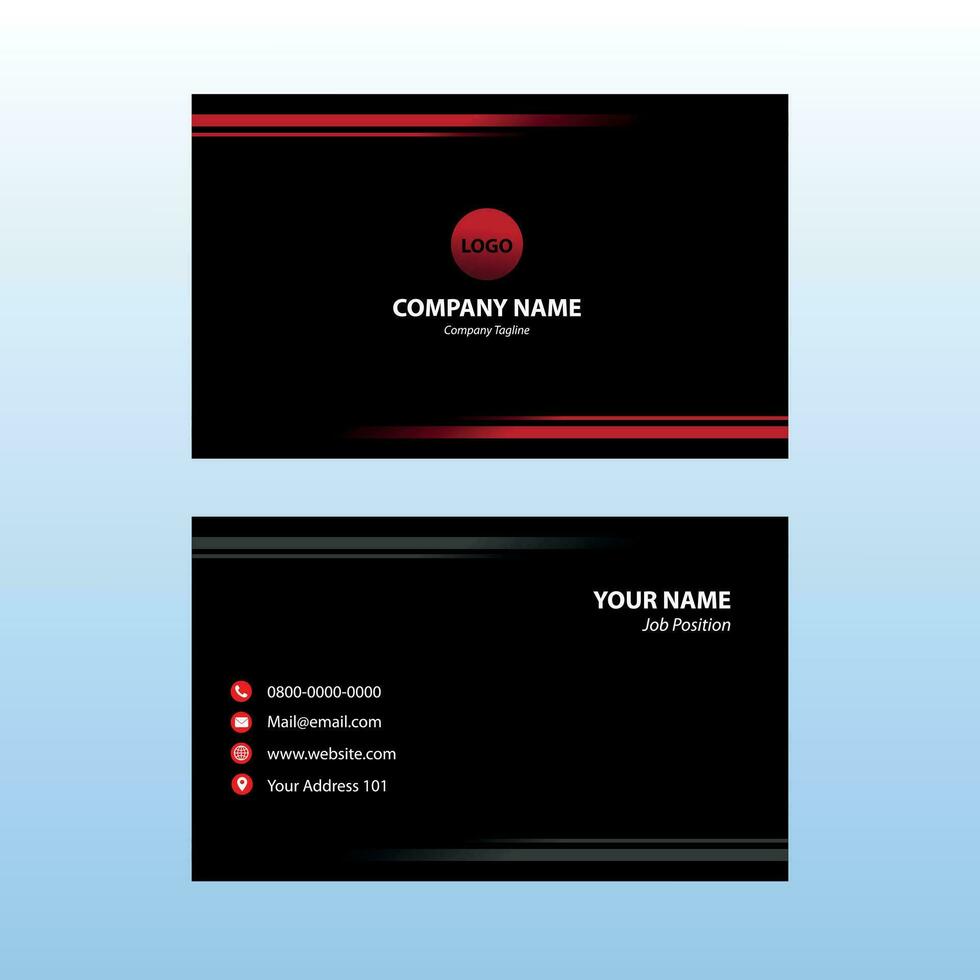 Modern Business Card With Black Red Texture And Dark Background vector
