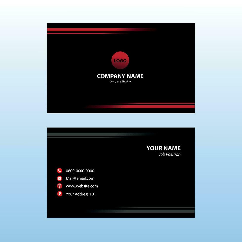 Modern Business Card With Black Red Texture And Dark Background vector