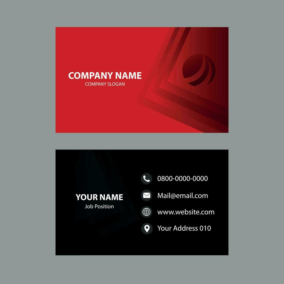 Modern Business Card With Red Black Texture And Dark Background vector