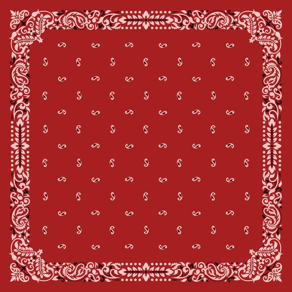 Simply Bandana decorated with white black geometric ornament lines that can be applied to fabrics of various colors vector