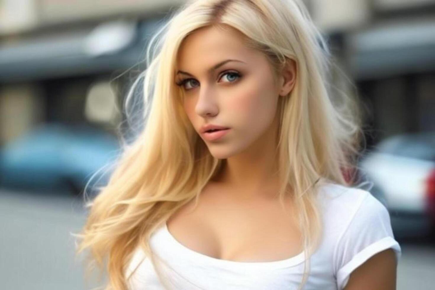 A woman with a white shirt photo