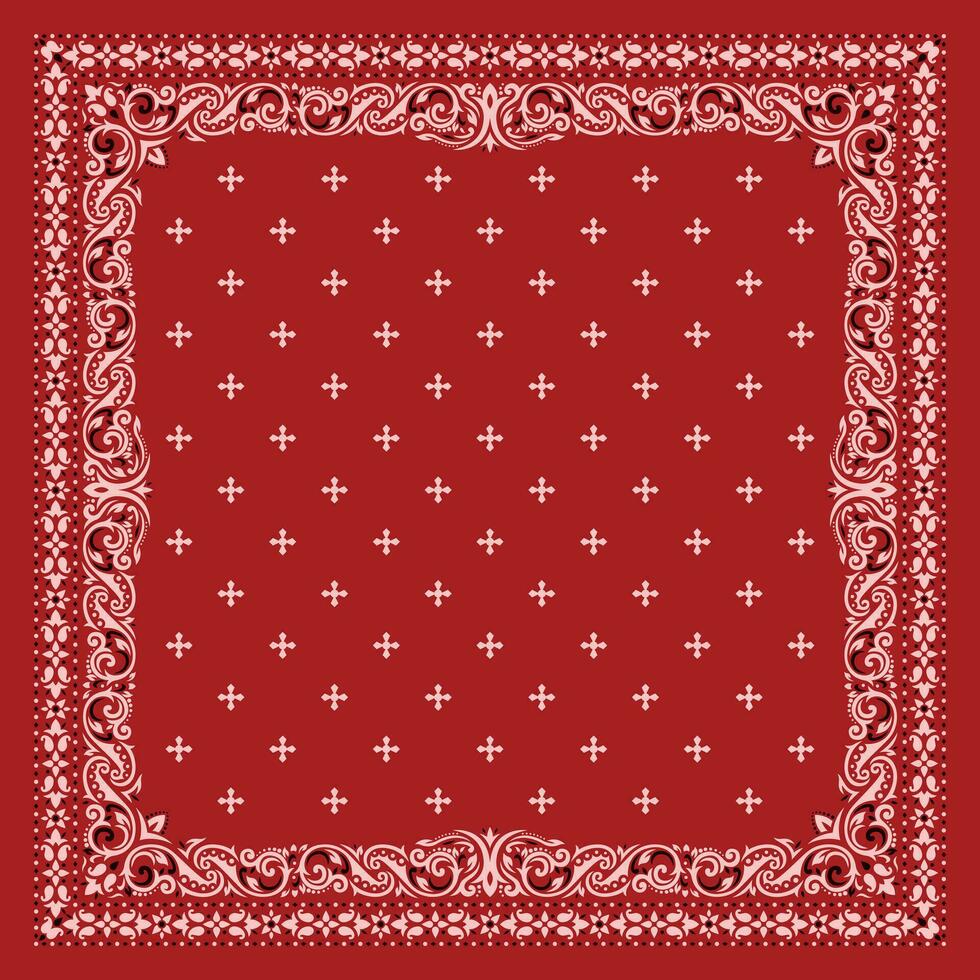Simply Bandana decorated with white black geometric ornament lines that can be applied to fabrics of various colors vector