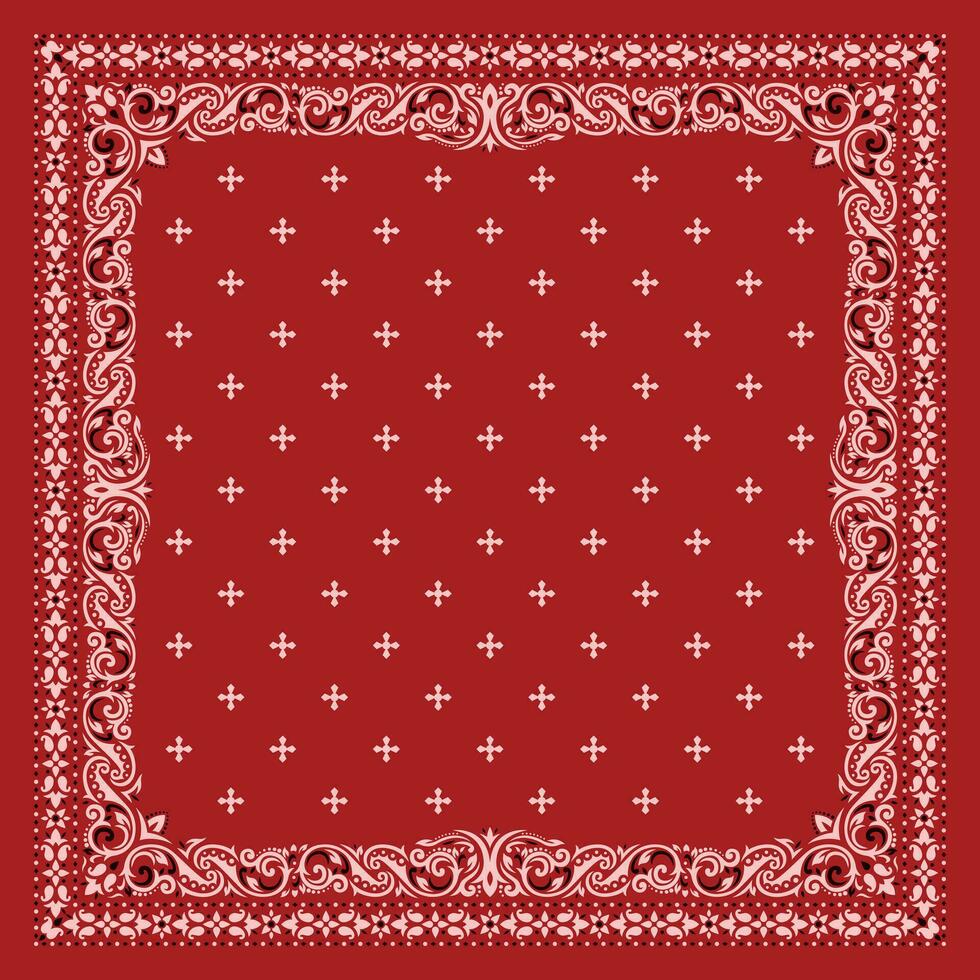 Simply Bandana decorated with white black geometric ornament lines that can be applied to fabrics of various colors vector