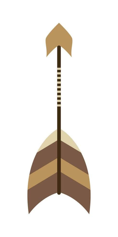 Ethnic Arrow Illustration. Boho Arrow In Flat Design Illustration.  Decorative design element in Boho style. Vector illustration isolated on white background.