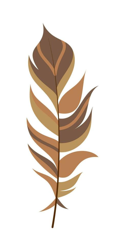 Boho Feather Flat Design Clipart.  Boho Feather design element for pattern, decoration, planner sticker, etc. vector