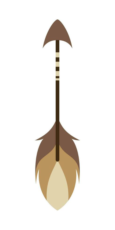 Ethnic Arrow Illustration. Boho Arrow In Flat Design Illustration.  Decorative design element in Boho style. Vector illustration isolated on white background.