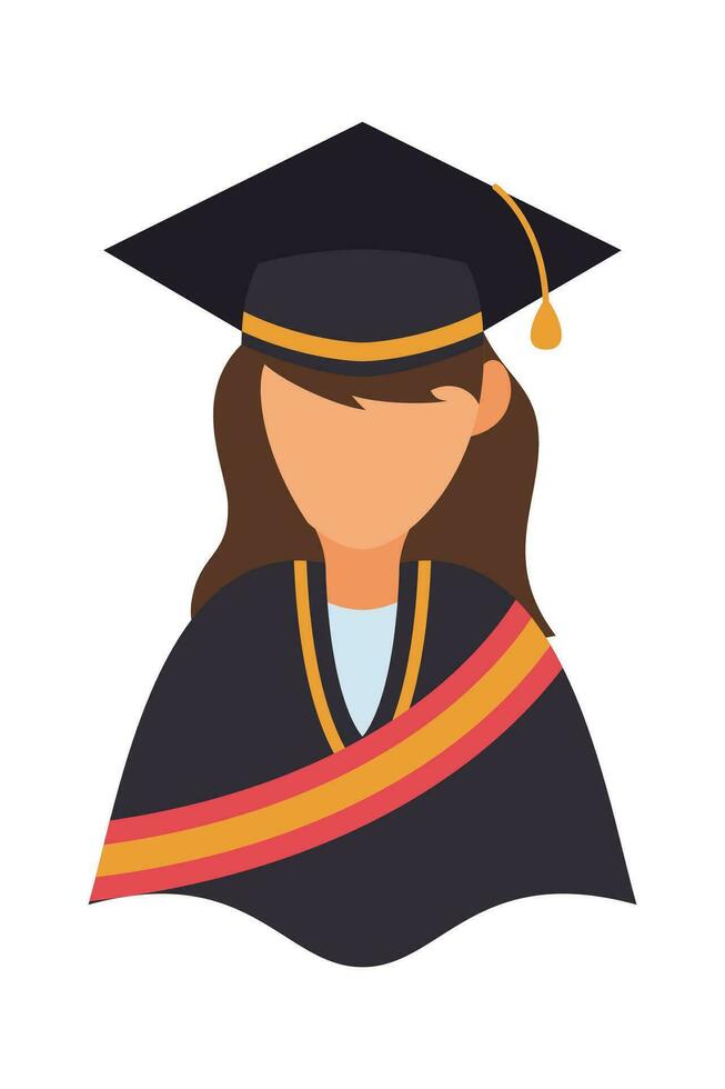 Graduate Student cartoon avatar on white background elements. Graduating Student Illustration.  Vector people illustration.