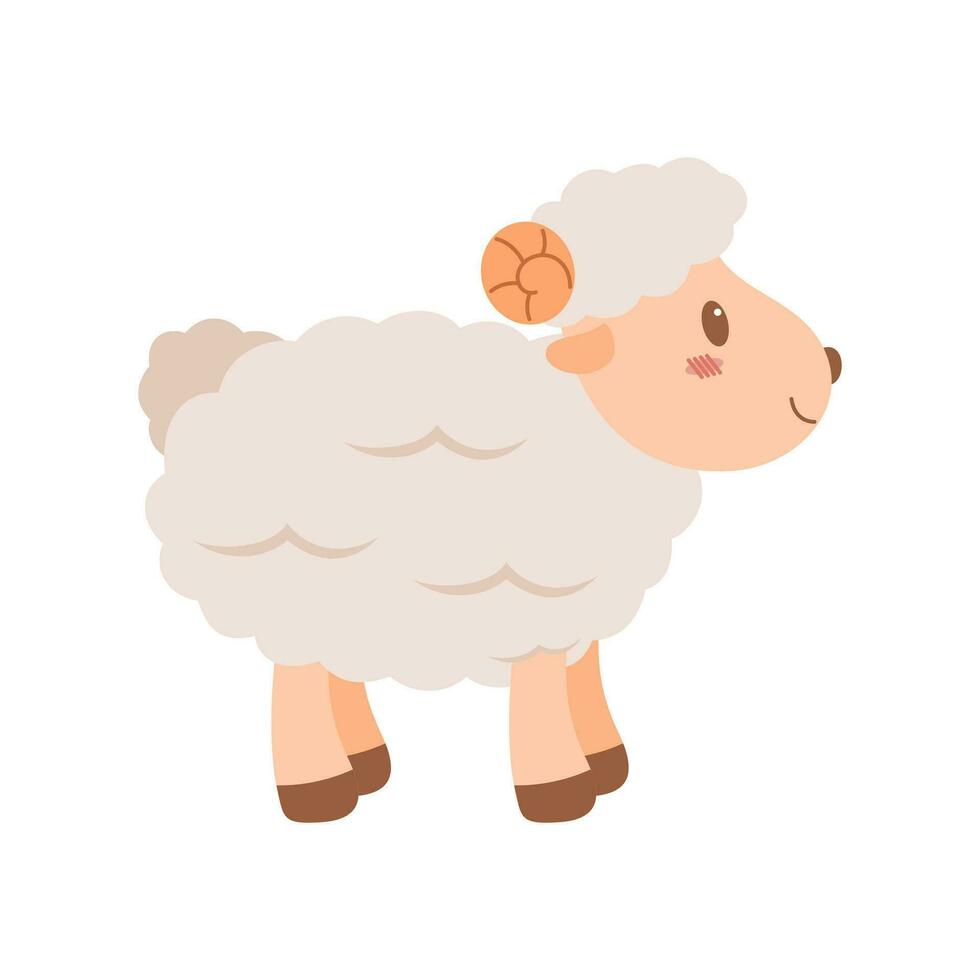 Cute sheep mascot cartoon illustration. Cute animal character for nursery, mascot, Eid al-adha element design vector