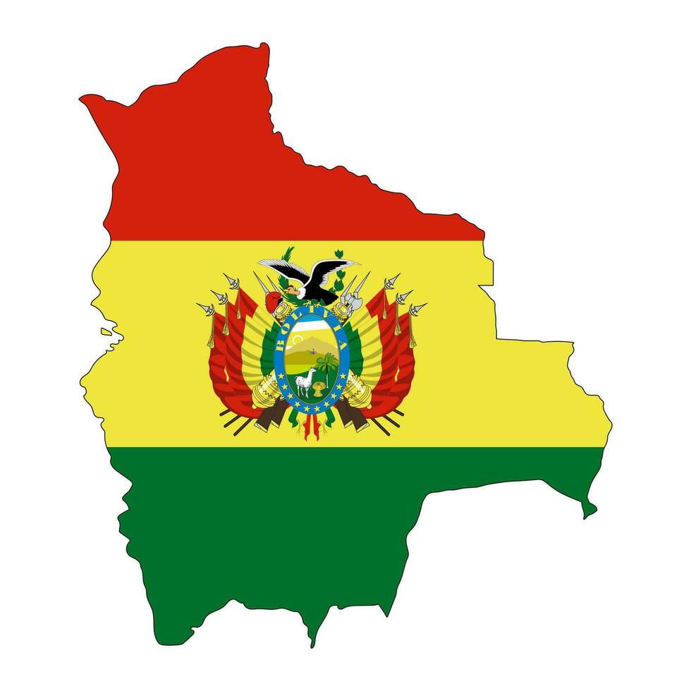 Bolivia map silhouette with flag isolated on white background vector