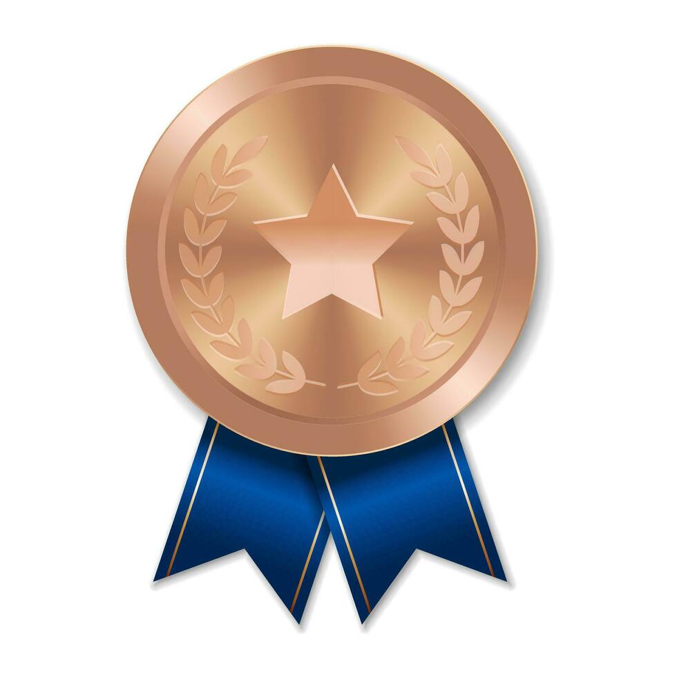 Bronze award medal with star Illustration from geometric shapes vector